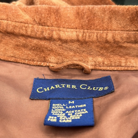Charter Club leather suede boho chic bohemian long sleeve jacket M - Picture 5 of 6